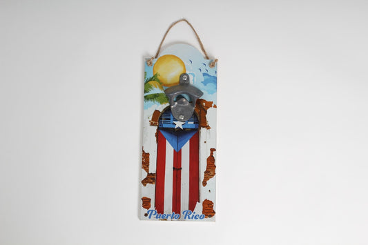 Puerto Rican flag door bottle opener